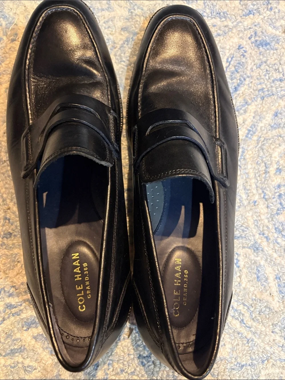 Cole Haan Black Leather Slip-On Penny Loafers